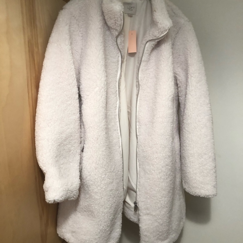 NWT LOFT funnel neck zip up teddy bear jacket - Picture 6 of 9